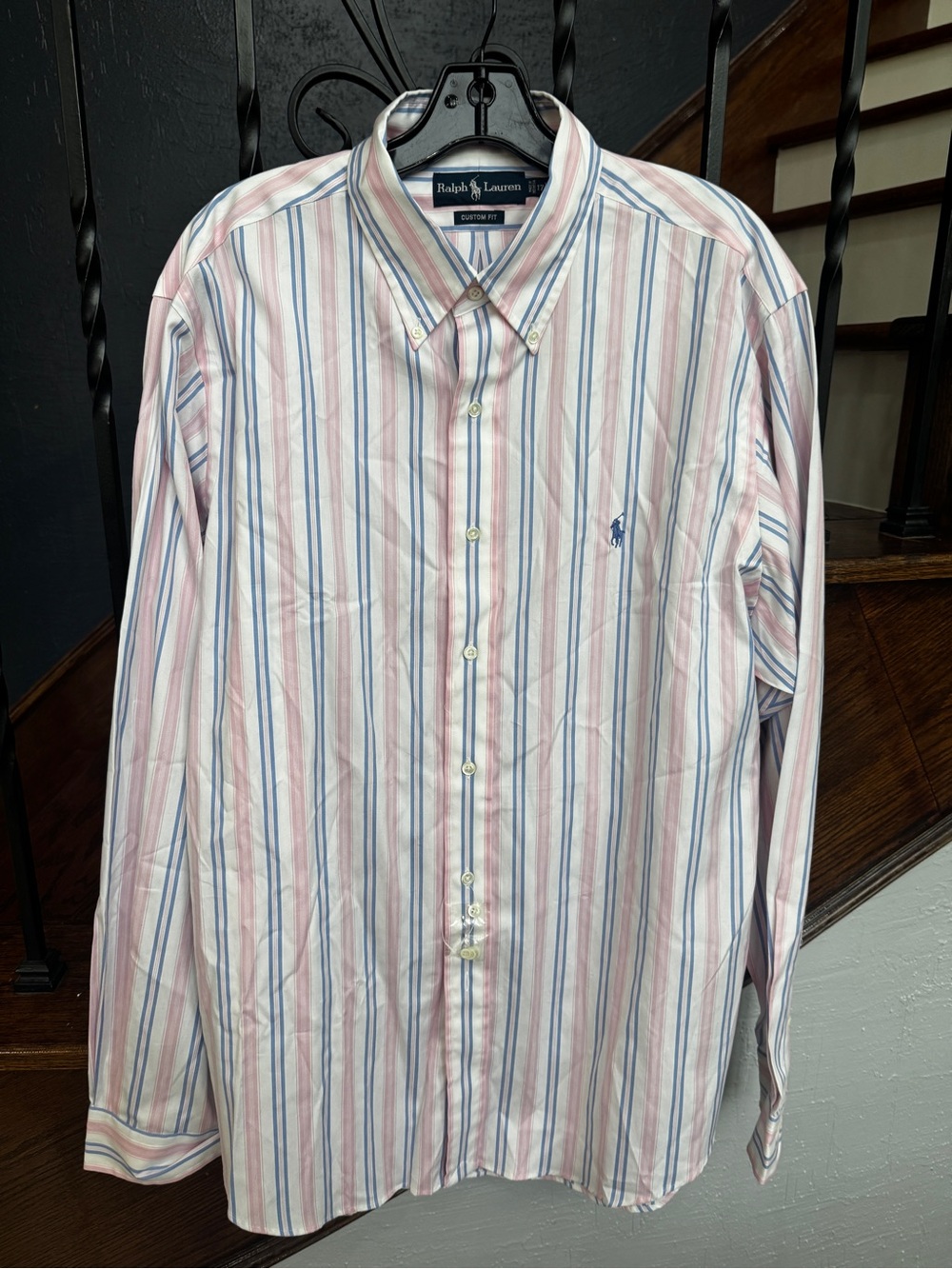 New XL Ralph Lauren Pink & Blue Stripe Button-Down Shirt - Picture 6 of 13